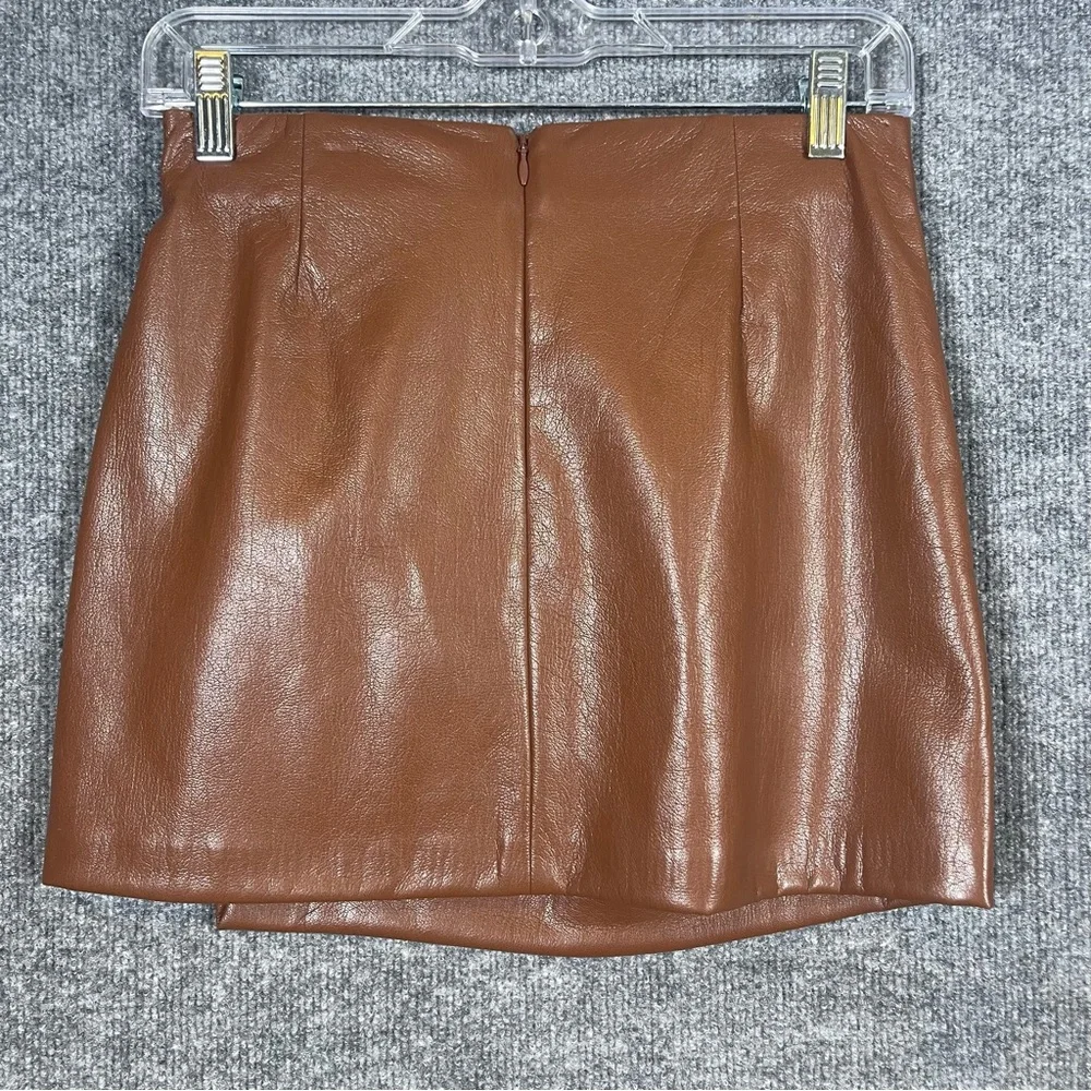 Wilfred Aritzia‎ Womens 2 Brown Wrap Angie Skirt High Waist Vegan Leather Lined